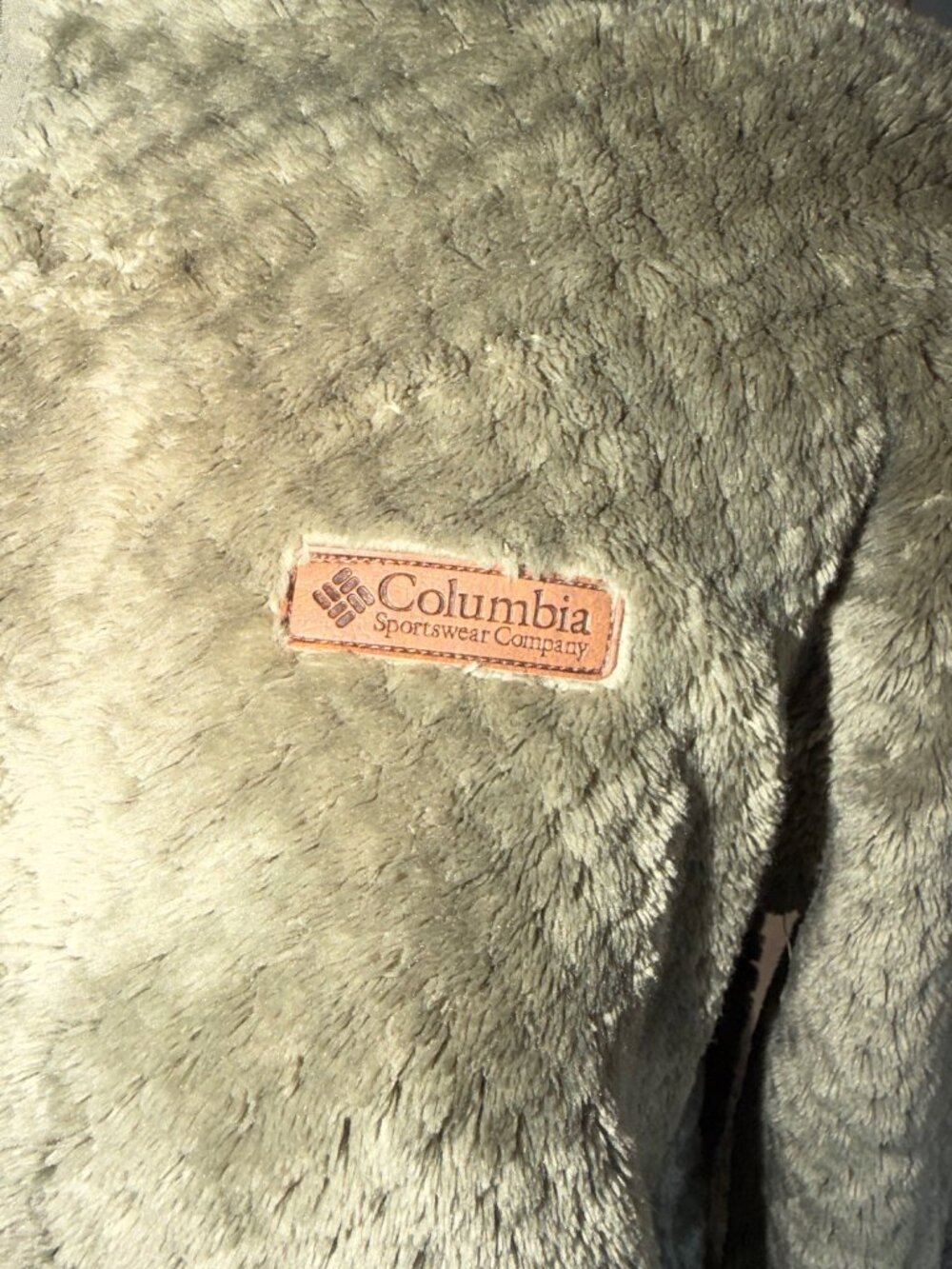 Columbia Womens Fire Side II Sherpa Fleece XL Full-Zip Fuzzy Olive Green Jacket - Picture 9 of 11
